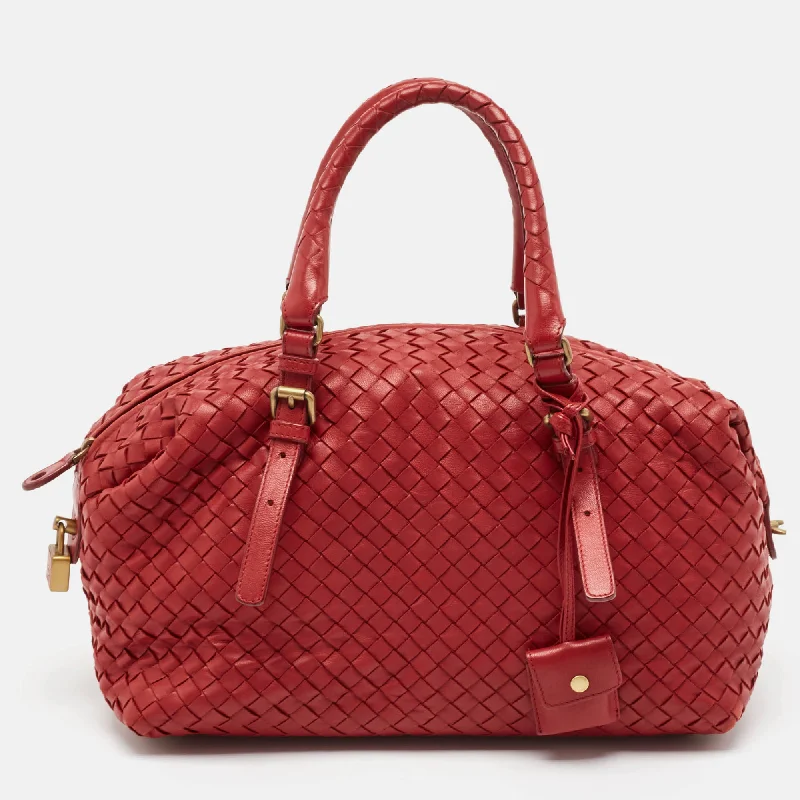 Crossbody Strap Women's Satchels in Tan for Hands - Free TravelersBottega Veneta Red Intrecciato Leather Montaigne Satchel