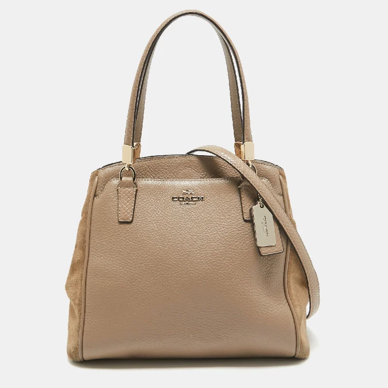 Minimalist Design Women's Satchels in Cream for a Sleek AestheticCoach Beige Leather And Suede Minetta Satchel