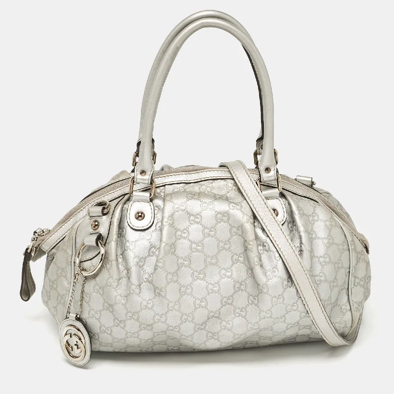 RFID - Blocking Women's Satchels in Purple for Security - Conscious ShoppersGucci Silver Guccissima Leather Sukey Satchel