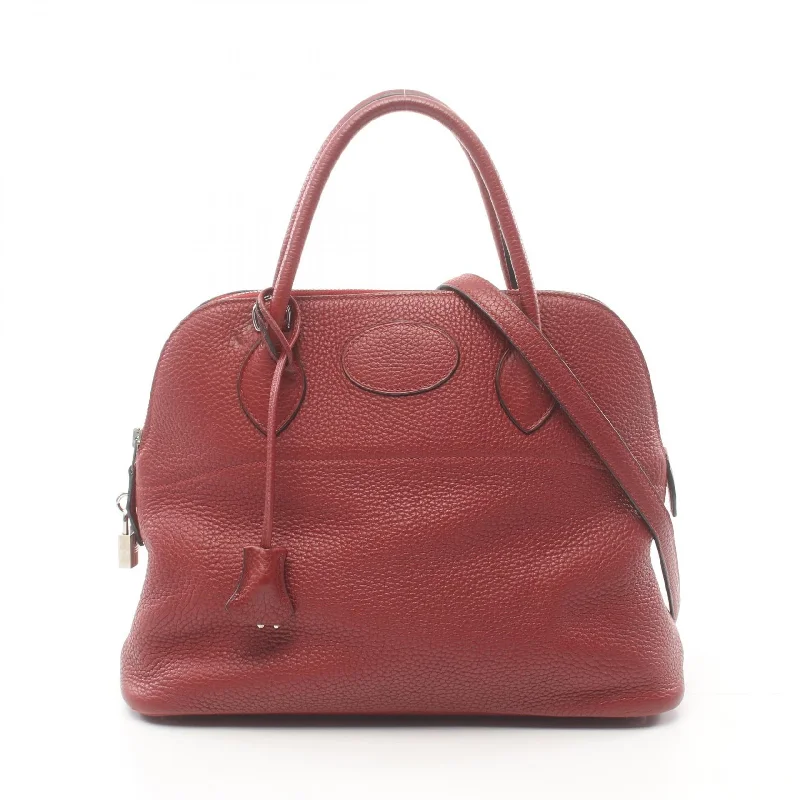 Studded Trim Women's Satchels in Red for a Punk - Inspired EdgeHermes Bolide 31 Handbag Bordeaux