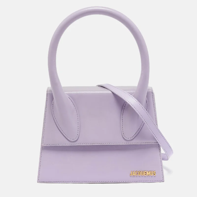 Quilted Design Women's Satchels in Pink for a Feminine and Stylish LookJacquemus Purple Leather Grand Le Chiquito Top Handle Bag