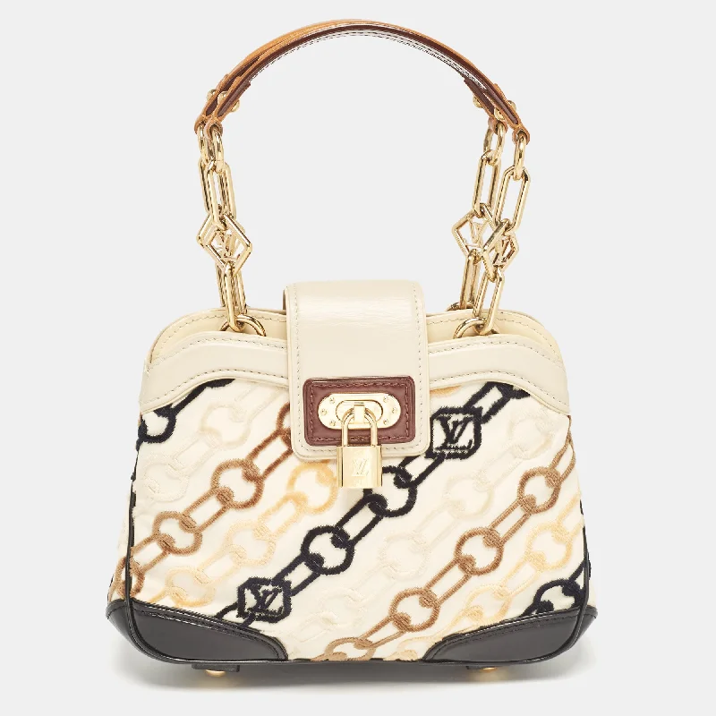 Crossbody Strap Women's Satchels in Tan for Hands - Free TravelersLouis Vuitton Black/beige Velvet Chains Dolly Bag