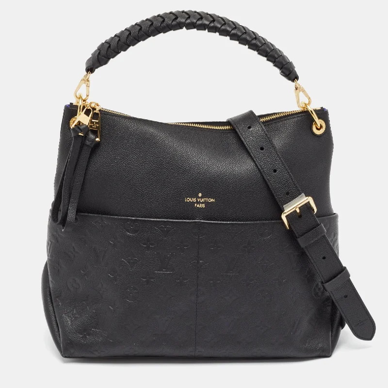 Zipper - Pocket Women's Satchels in Dark Blue for Organized CarriersLouis Vuitton Black Monogram Empreinte Leather Maida Bag