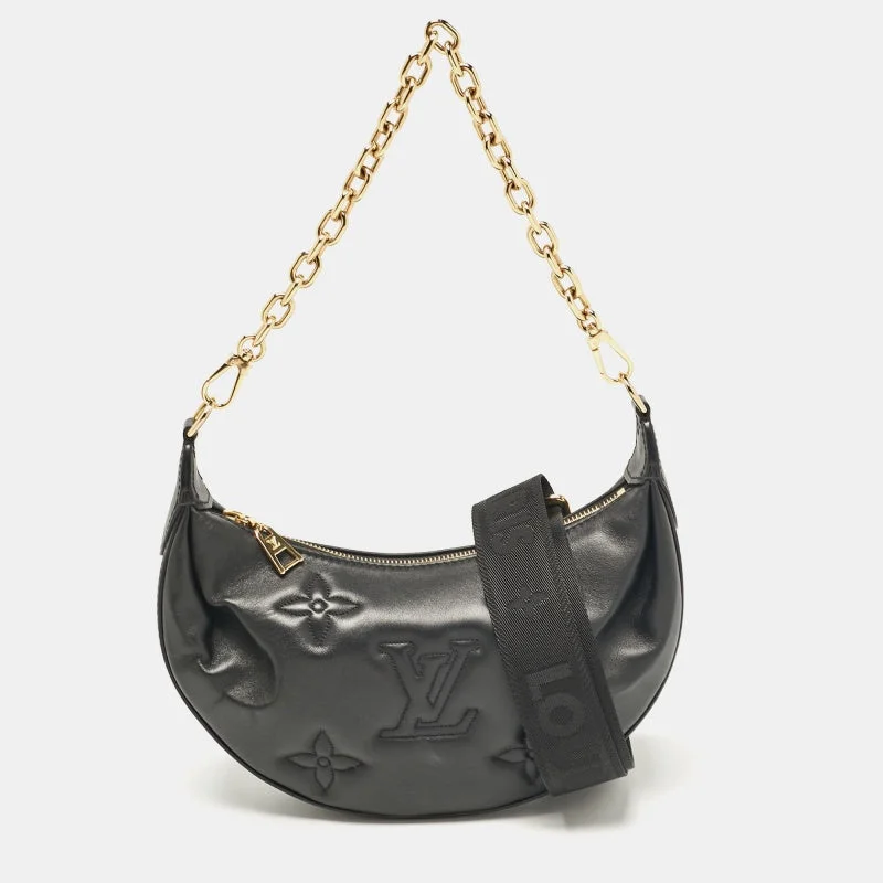 Chain - Strap Women's Satchels in Silver for a Glamorous Night - OutLouis Vuitton Black Monogram Leather Over The Moon Bag