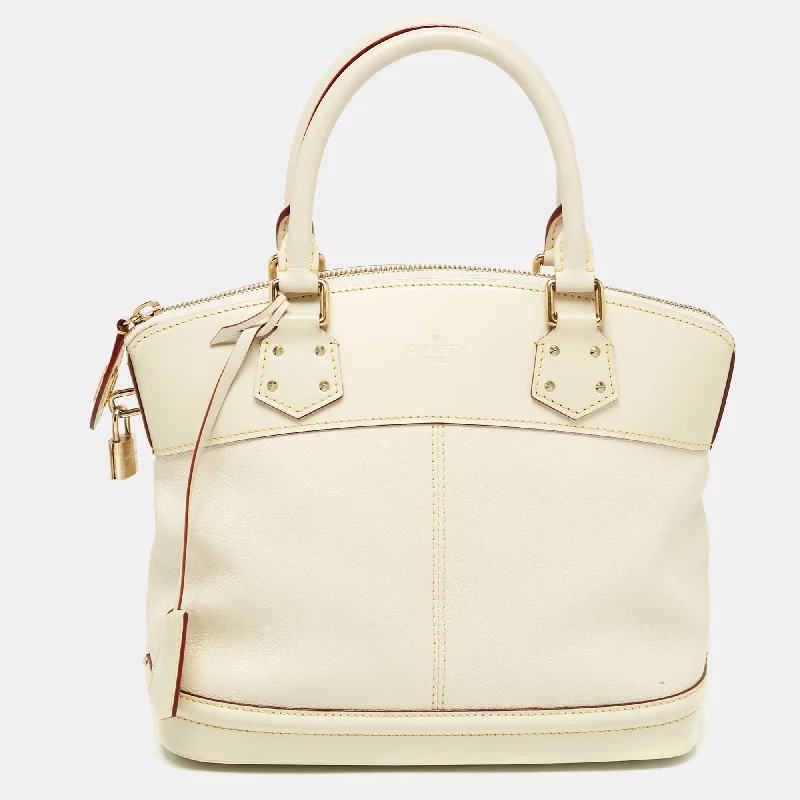 Minimalist Design Women's Satchels in Cream for a Sleek AestheticLouis Vuitton Cream Suhali Leather Lockit Pm Bag