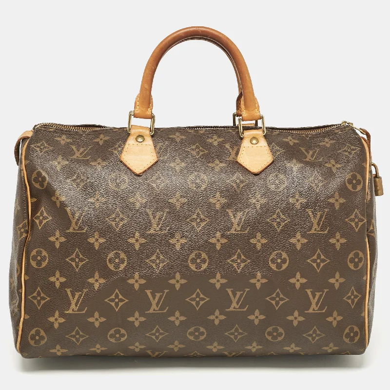 Luxury Leather Women's Satchels in Classic Black for Office ProfessionalsLouis Vuitton Monogram Canvas Speedy Bandouliere 35 Bag