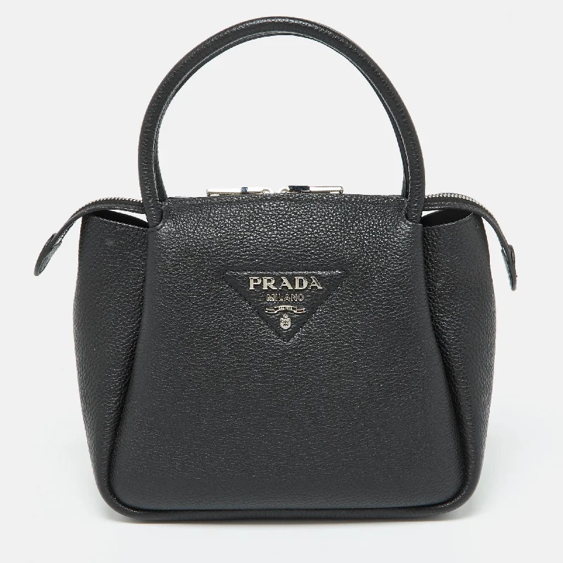 Laptop - Friendly Women's Satchels in Black and Grey for Working WomenPrada Black Vitello Leather Daino Top Zip Satchel